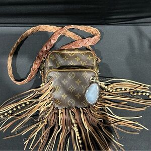 Brown Designer Fringe Crossbody Bag